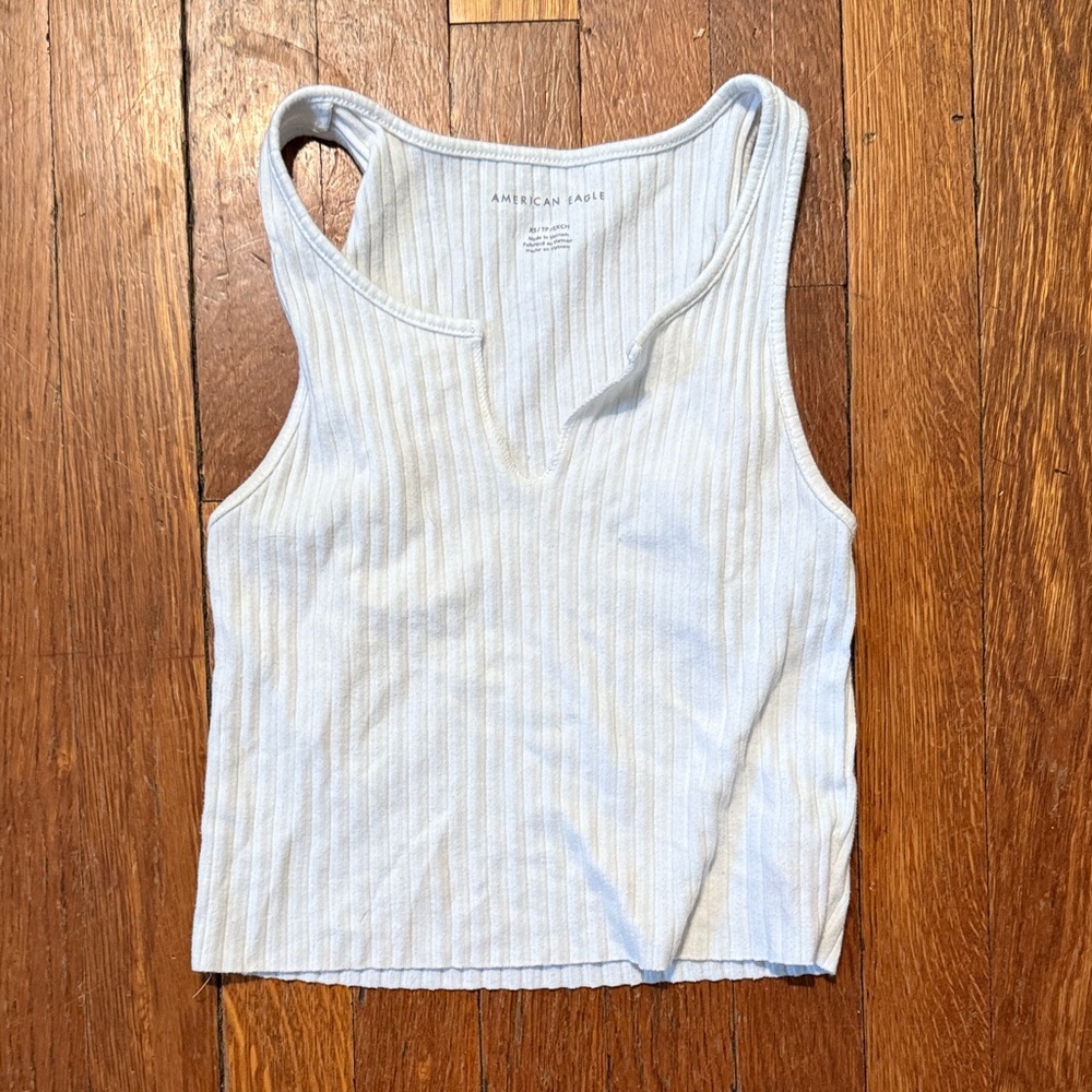 American Eagle Outfitters White Ribbed Tank Top